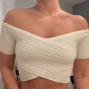 NWT | Aerie Off-Shoulder Ribbed Sweater in Cream